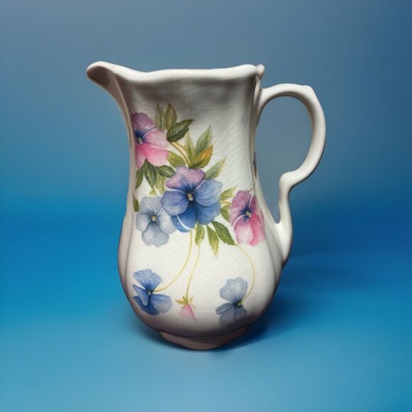 Vintage‎ Ironstone Pitcher with Pansies. Empress from Stratfordshire England - Picture 1 of 6